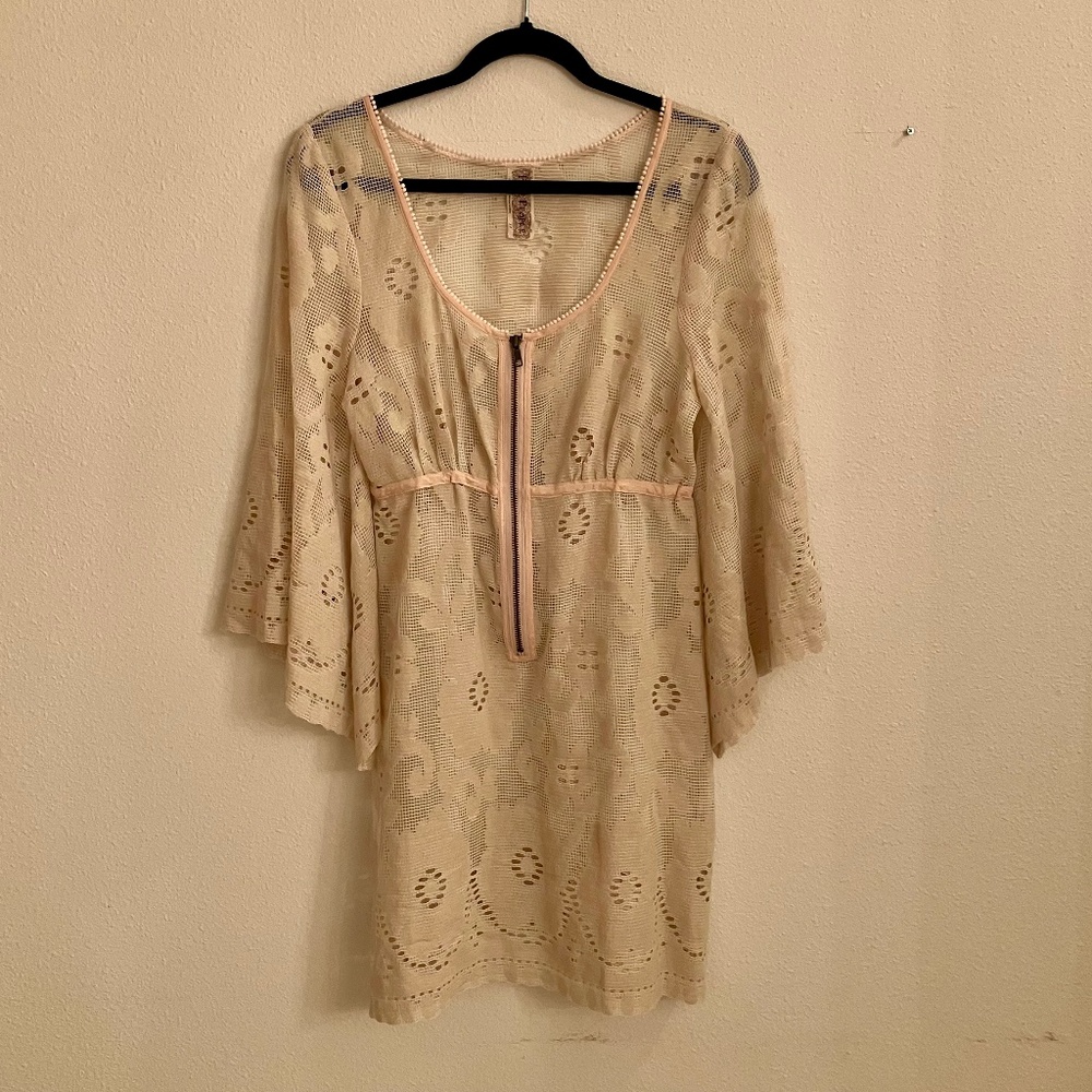 Free People Lace Zip Front Beach Cover-Up Dress
